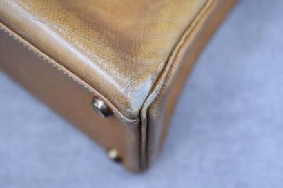 HERMES. Kelly bag turned inside out in coffee-colored...