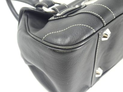DIOR. Handbag in black calfskin, interior...