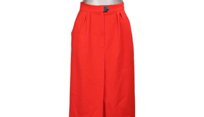 HERMES Paris. Red wool skirt, front closure...