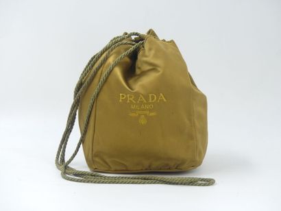 PRADA. Small minaudiere in olive green satin,...