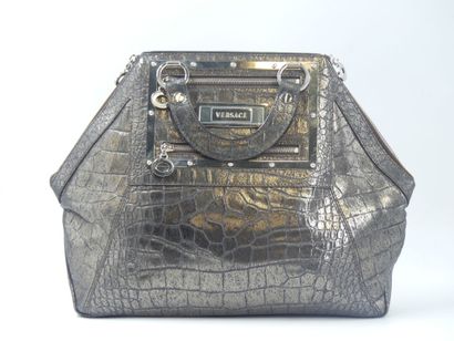 VERSACE. Leather handbag crocodile style...