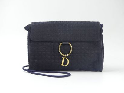 Christian DIOR. Clutch bag in navy blue fabric...