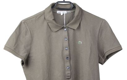 LACOSTE. Women's polo shirt in taupe color,...