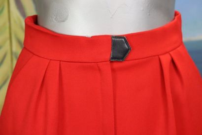 HERMES Paris. Red wool skirt, front closure...