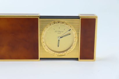 DUPONT. Pocket alarm clock in gilded metal...