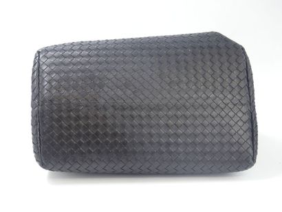 BOTTEGA VENETA. Black woven lambskin handbag,...