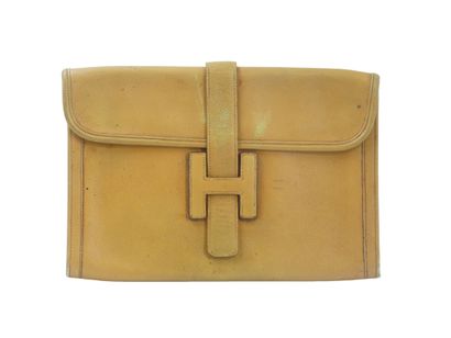 HERMES. Jige clutch bag in Courchevel gold...