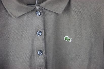 LACOSTE. Women's polo shirt in taupe color,...