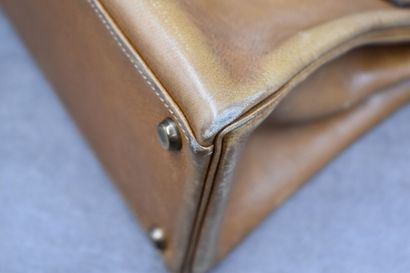 HERMES. Kelly bag turned inside out in coffee-colored...