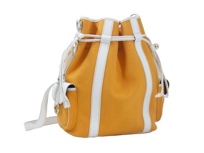 LANCEL. Orange canvas bucket bag with its...