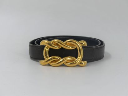 HERMES. Brown and black leather reversible...