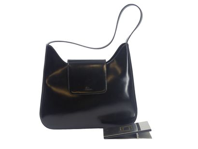 LANCEL. Shoulder bag in black patent leather,...