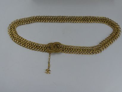 CHANEL. Gold metal chain belt. With box....