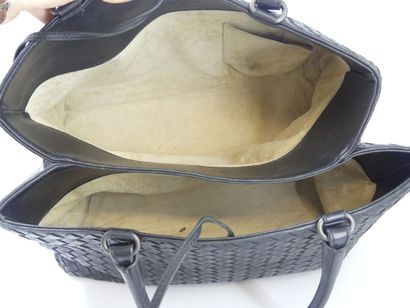 BOTTEGA VENETA. Black woven lambskin handbag,...
