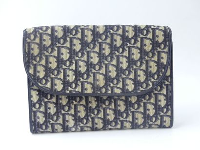 Christian DIOR. Navy leather and damask fabric...