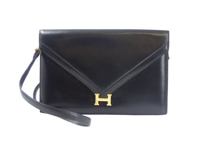 HERMES. Lydie clutch in black box calf, black...