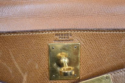 HERMES. Kelly bag turned inside out in coffee-colored...