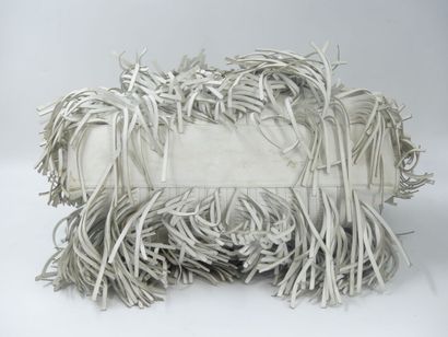 PRADA. White leather bag with bangs, inside...