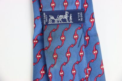 HERMES. Tie in its box, blue color with red...