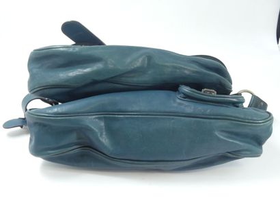 Christian DIOR. Saddle bag in duck blue calfskin,...