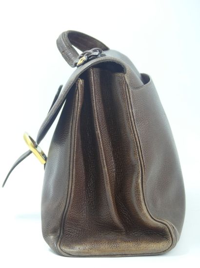 DELVAUX. Briefcase in brown grained calfskin,...