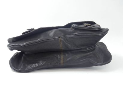 DIOR. Saddle bag in black and gold calfskin,...