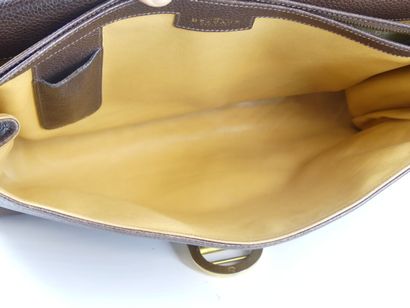 DELVAUX. Briefcase in brown grained calfskin,...