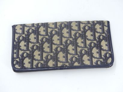 Christian DIOR. Navy leather and damask fabric...