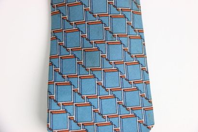 HERMES. Tie in its box, blue gray color....