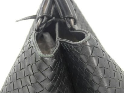 BOTTEGA VENETA. Black woven lambskin handbag,...