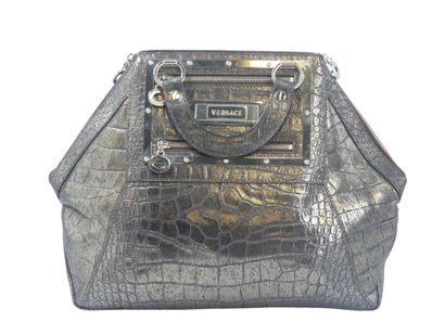 VERSACE. Leather handbag crocodile style...