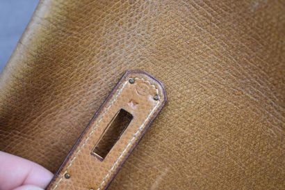HERMES. Kelly bag turned inside out in coffee-colored...