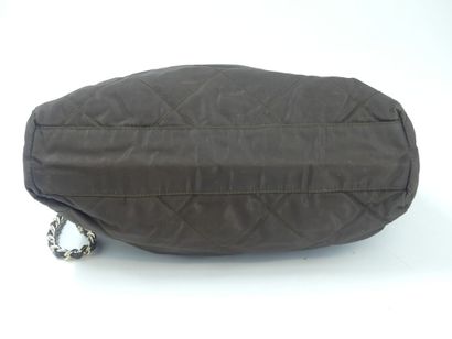 PRADA. Brown nylon tote bag, chain handle,...