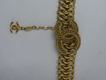 CHANEL. Gold metal chain belt. With box....