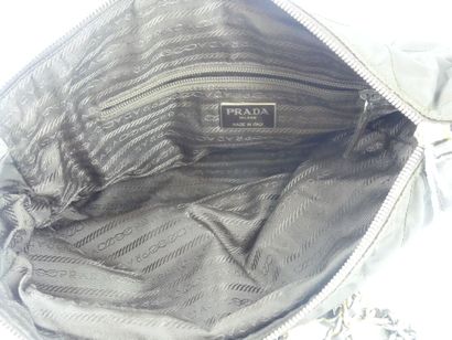 PRADA. Brown nylon tote bag, chain handle,...