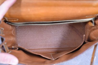 HERMES. Kelly bag turned inside out in coffee-colored...