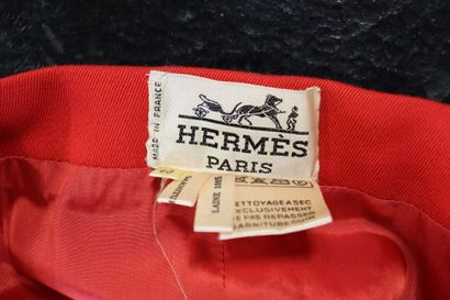 HERMES Paris. Red wool skirt, front closure...