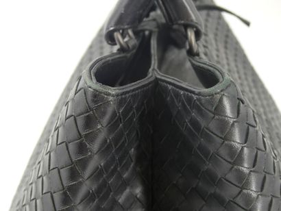 BOTTEGA VENETA. Black woven lambskin handbag,...