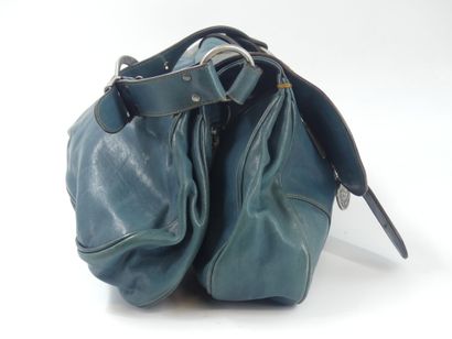 Christian DIOR. Saddle bag in duck blue calfskin,...