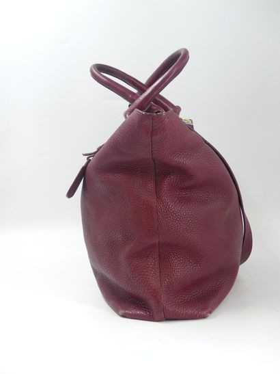 PRADA. Tote bag in dark red grained leather,...