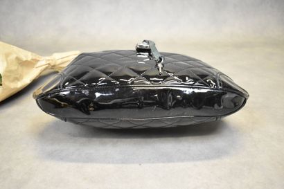 BURBERRY. Large black patent leather satchel...