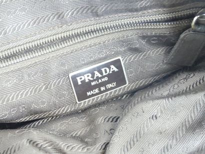 PRADA. Brown nylon tote bag, chain handle,...
