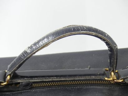 HERMES. Large toiletry bag in black box calf,...