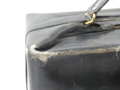 HERMES. Large toiletry bag in black box calf,...