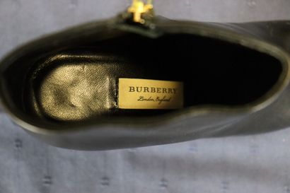 BURBERRY. Pair of black leather heeled boots,...