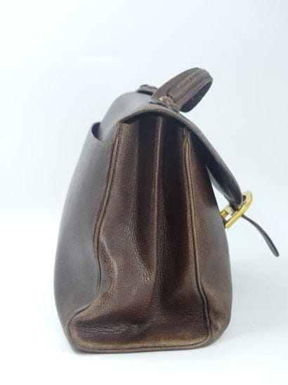 DELVAUX. Briefcase in brown grained calfskin,...