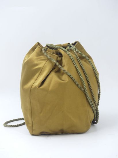 PRADA. Small minaudiere in olive green satin,...