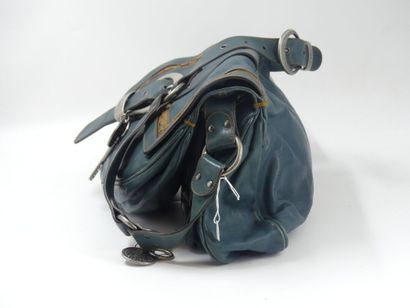 Christian DIOR. Saddle bag in duck blue calfskin,...