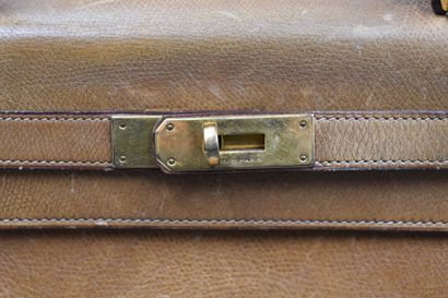 HERMES. Kelly bag turned inside out in coffee-colored...