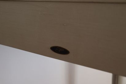 Console en demi-lune en bois naturel cérusé...